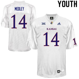 Youth Kansas Jayhawks Jordan Medley #14 White Football Jersey 146518-404