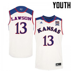 Youth Kansas Jayhawks K.J. Lawson #13 White Stitch Jerseys 131367-406
