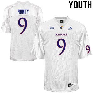 Youth Kansas Jayhawks Karon Prunty #9 Football White Jerseys 834221-970
