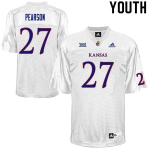 Youth Kansas Jayhawks Kyler Pearson #27 White Football Jerseys 747839-892