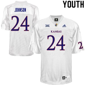 Youth Kansas Jayhawks Malik Johnson #24 Official White Jersey 712385-419