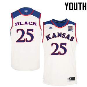 Youth Kansas Jayhawks Tarik Black #25 White Embroidery Jerseys 764764-633