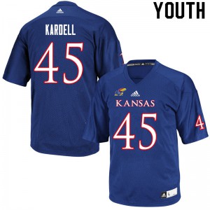 Youth Kansas Jayhawks Trevor Kardell #45 Official Royal Jerseys 858297-499