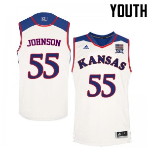 Youth Kansas Jayhawks Tyler Johnson #55 College White Jerseys 964194-929