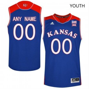 Youth Kansas Jayhawks Custom #00 Blue Basketball Jersey 166143-157